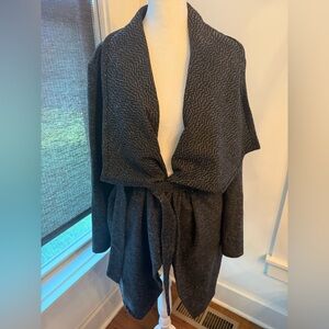 Revamped Outerwear. Waterfall Shawl Collar, Tie Front Coatigan. Large.